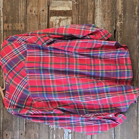 Talbots Plaid Button-Up Shirt - Red and Blue, Ladies Size XL - Picture 2 of 4